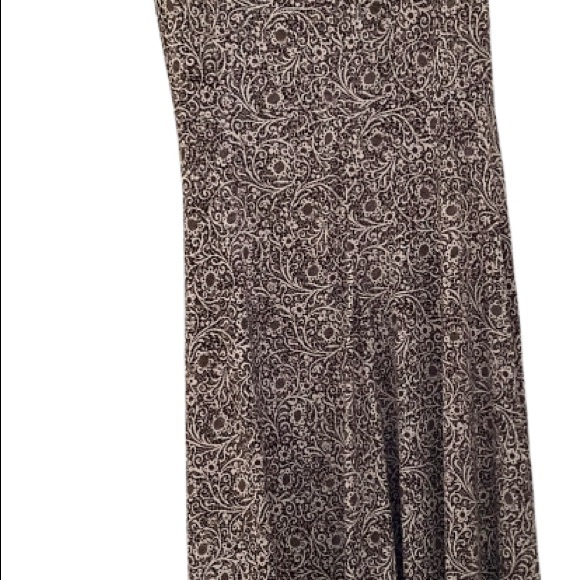 Perceptions Abstract Side Tie Belt A-Line Dress Women's 12 Brown White Stretchy - Picture 4 of 8